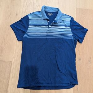Alfani Navy and Light Blue Striped Polo Shirt